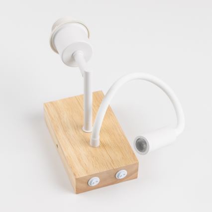 Brilagi - Flexibel LED-vägglampa NUBILA WOOD 1xE27/25W/230V + LED/3W ek/vit/gul