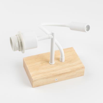 Brilagi - LED-flexibel vägglampa NUBILA WOOD 1xE27/25W/230V + LED/3W ek/vit/ljusgrå