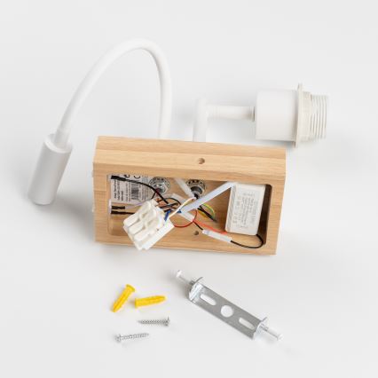 Brilagi - LED-flexibel vägglampa NUBILA WOOD 1xE27/25W/230V + LED/3W ek/vit/ljusgrå