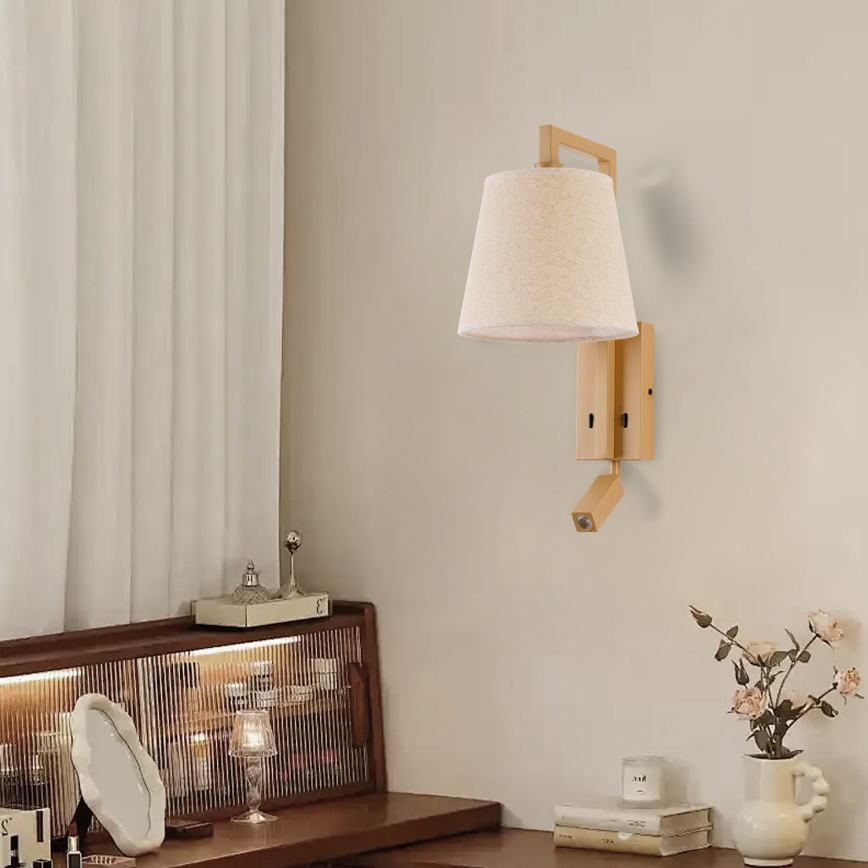 Brilagi - LED vägglampa RAYA 1xE14/40W/230V + LED/3W lin/beige