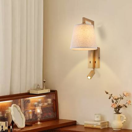 Brilagi - LED vägglampa RAYA 1xE14/40W/230V + LED/3W lin/beige