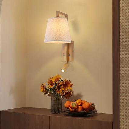 Brilagi - LED vägglampa RAYA 1xE14/40W/230V + LED/3W lin/beige