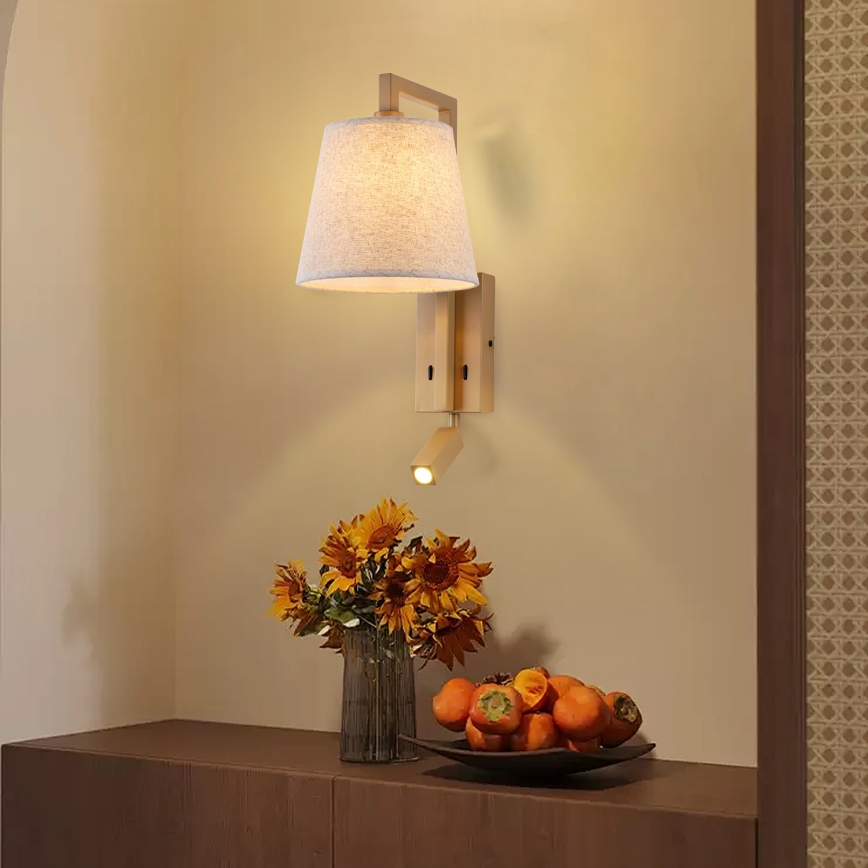 Brilagi - LED vägglampa RAYA 1xE14/40W/230V + LED/3W lin/beige