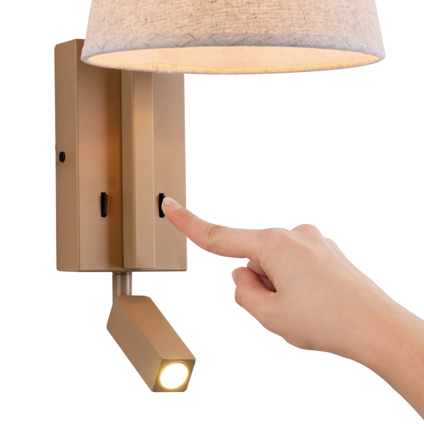 Brilagi - LED vägglampa RAYA 1xE14/40W/230V + LED/3W lin/beige
