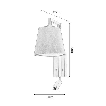 Brilagi - LED vägglampa RAYA 1xE14/40W/230V + LED/3W lin/beige