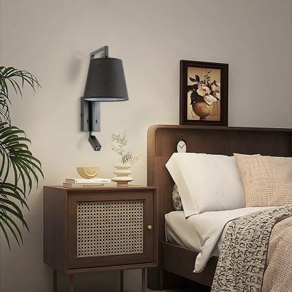 Brilagi - LED vägglampa RAYA 1xE14/40W/230V + LED/3W svart
