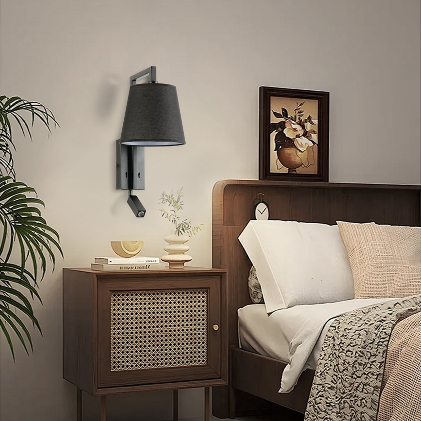 Brilagi - LED vägglampa RAYA 1xE14/40W/230V + LED/3W svart