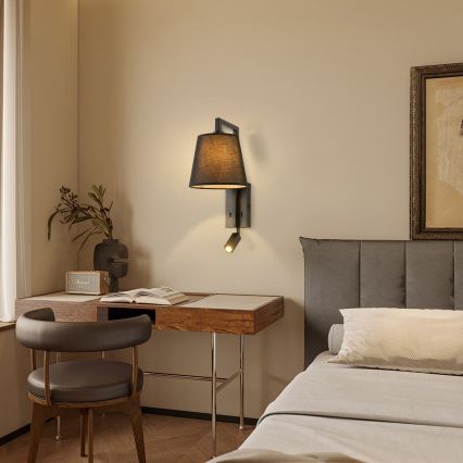 Brilagi - LED vägglampa RAYA 1xE14/40W/230V + LED/3W svart