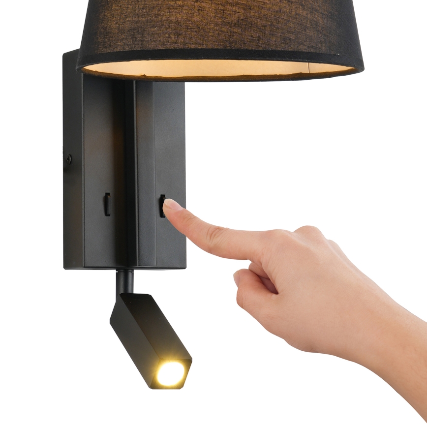 Brilagi - LED vägglampa RAYA 1xE14/40W/230V + LED/3W svart