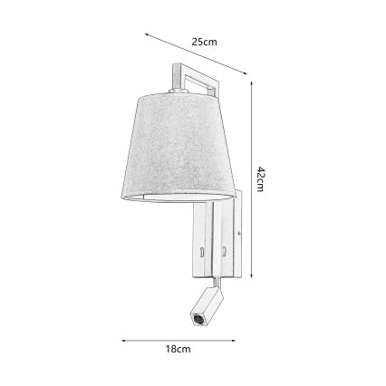 Brilagi - LED vägglampa RAYA 1xE14/40W/230V + LED/3W svart