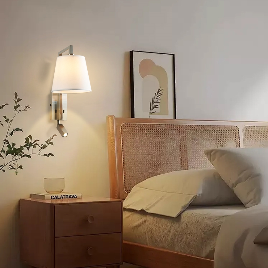 Brilagi - LED vägglampa RAYA 1xE14/40W/230V + LED/3W vit/matt krom