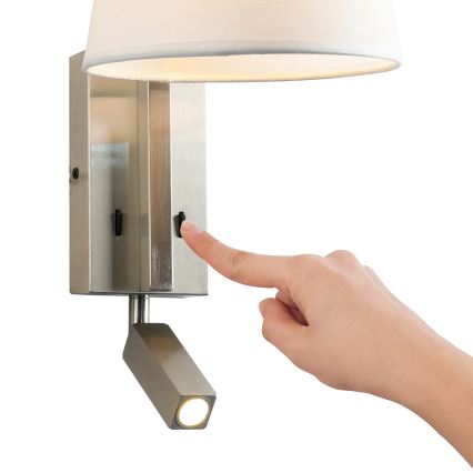 Brilagi - LED vägglampa RAYA 1xE14/40W/230V + LED/3W vit/matt krom