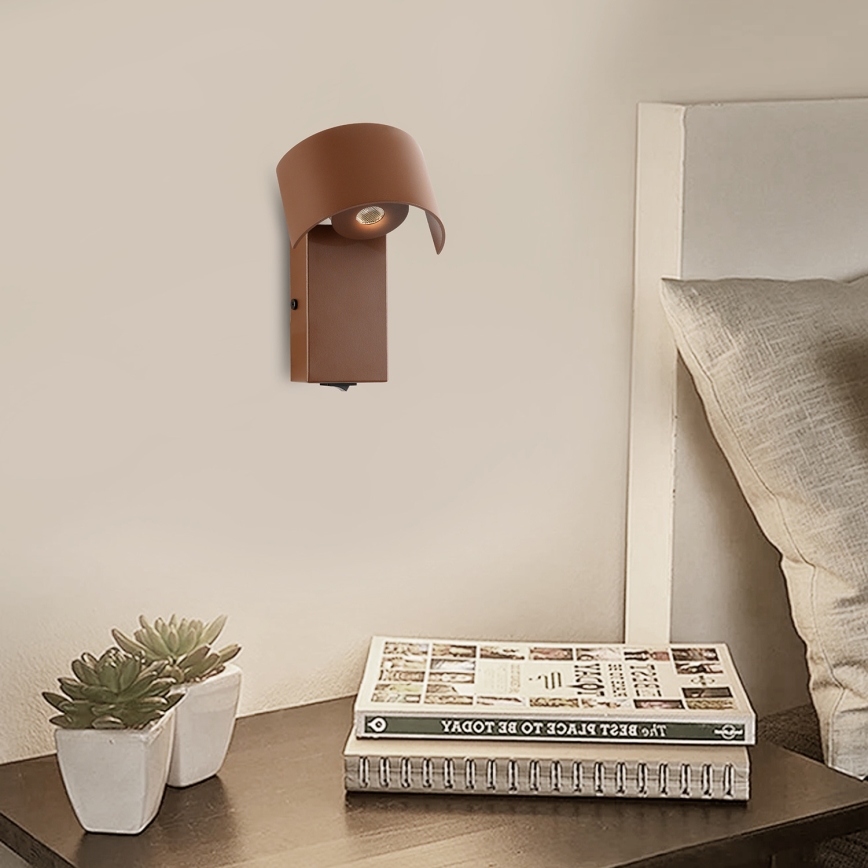 Brilagi - LED vägglampa VASTO LED/3W/230V brun