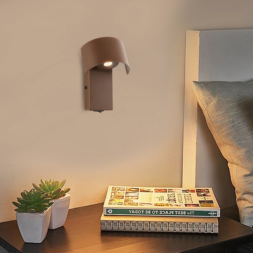 Brilagi - LED vägglampa VASTO LED/3W/230V brun