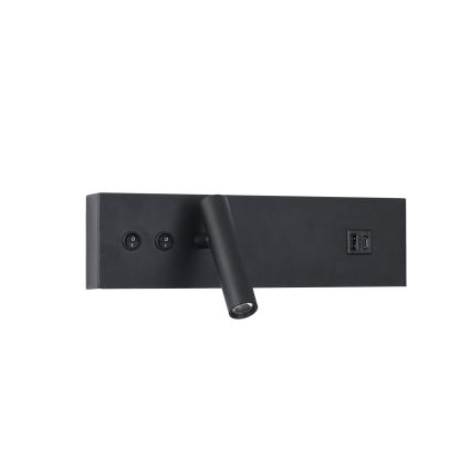 Brilagi - LED väggspot med USB-port NOCTIS LED/3W/230V + LED/9W svart