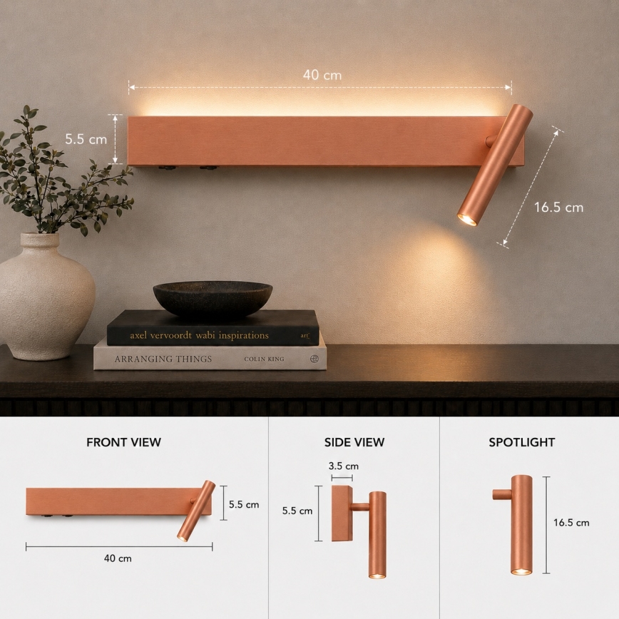 BRILAGI - LED-väggspott ARLIX LED/3W/230V + LED/7W brons CRI 90