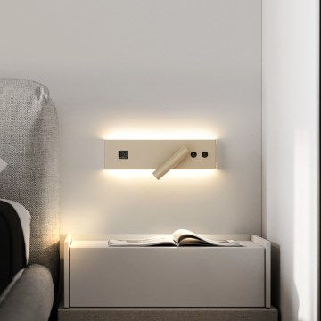 Brilagi - LED väggspot med USB-port NOCTIS LED/3W/230V + LED/9W beige