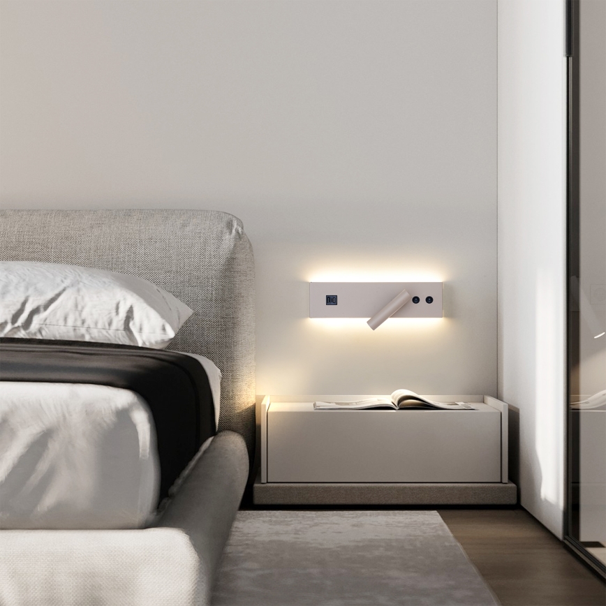 BRILAGI - LED väggspot med USB-port NOCTIS LED/3W/230V + LED/9W beige