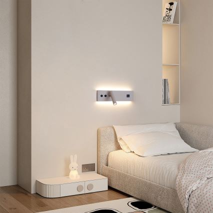 BRILAGI - LED väggspot med USB-port NOCTIS LED/3W/230V + LED/9W beige