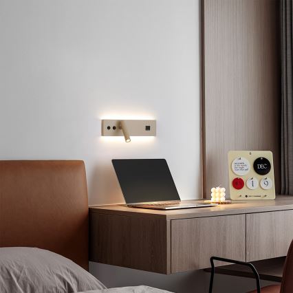 BRILAGI - LED väggspot med USB-port NOCTIS LED/3W/230V + LED/9W beige