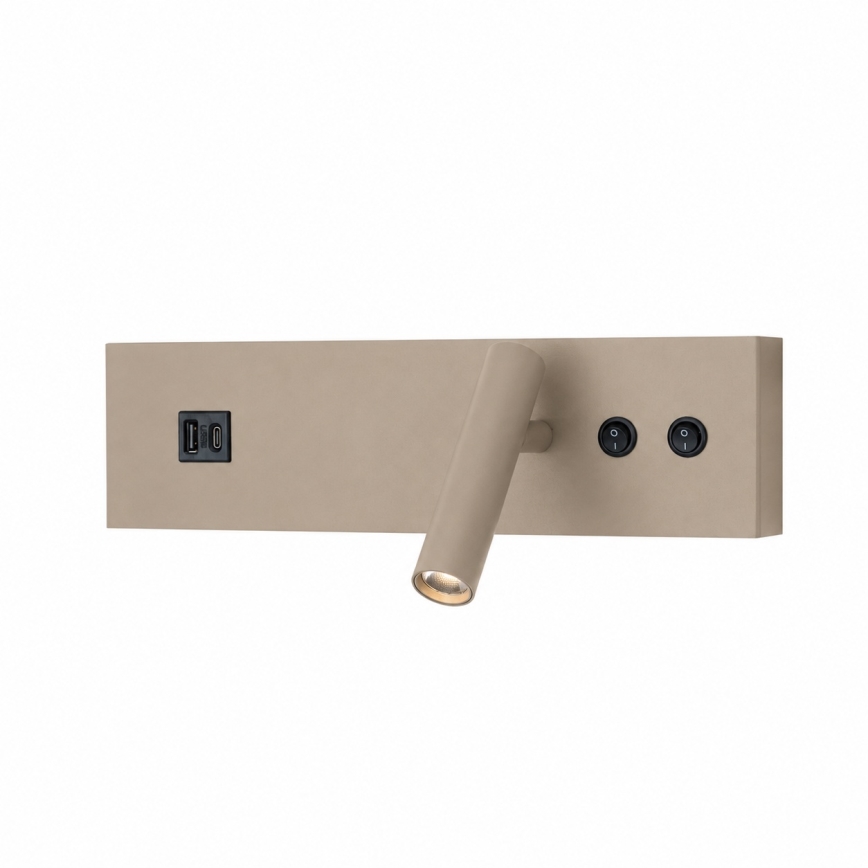 BRILAGI - LED väggspot med USB-port NOCTIS LED/3W/230V + LED/9W beige