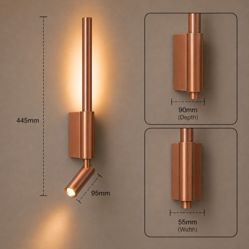 BRILAGI - VIXON LED väggspotlight LED/3W/230V + LED/5W, brons, CRI 90