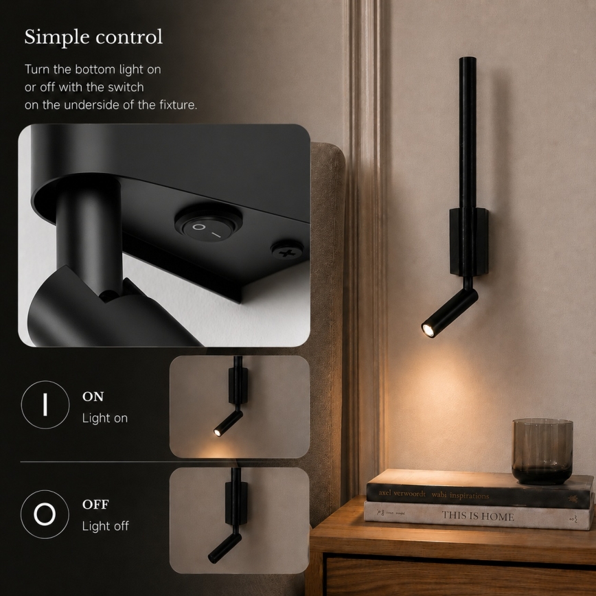 BRILAGI - LED väggspot VIXON LED/3W/230V + LED/5W svart CRI 90
