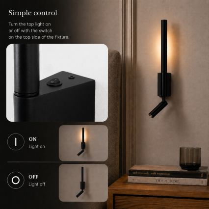 BRILAGI - LED väggspot VIXON LED/3W/230V + LED/5W svart CRI 90