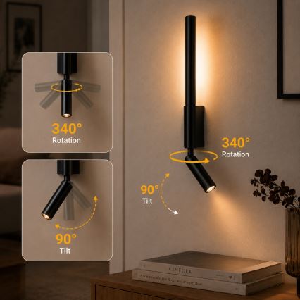 BRILAGI - LED väggspot VIXON LED/3W/230V + LED/5W svart CRI 90