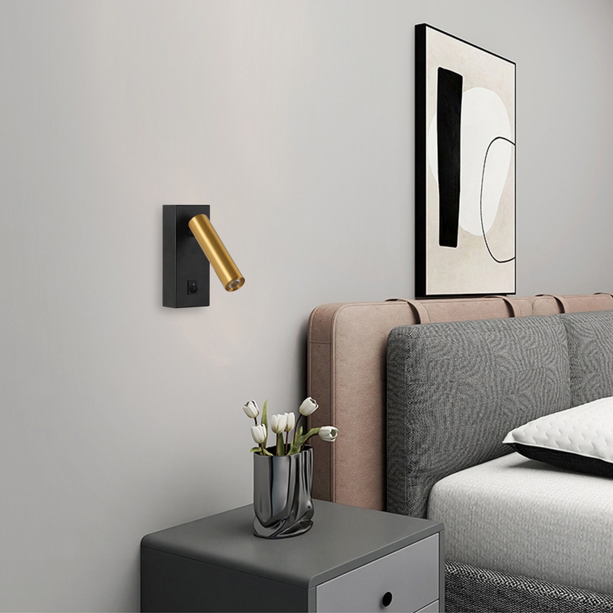 Brilagi - LED väggspotlight MAYA LED/3W/230V 4000K svart/guld