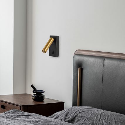 Brilagi - LED väggspotlight MAYA LED/3W/230V 4000K svart/guld