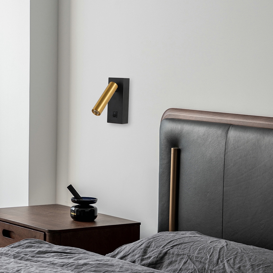 Brilagi - LED väggspotlight MAYA LED/3W/230V 4000K svart/guld