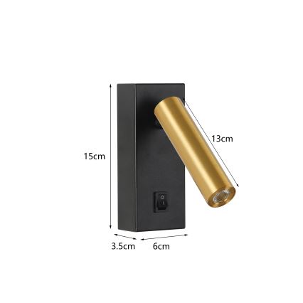 Brilagi - LED väggspotlight MAYA LED/3W/230V 4000K svart/guld