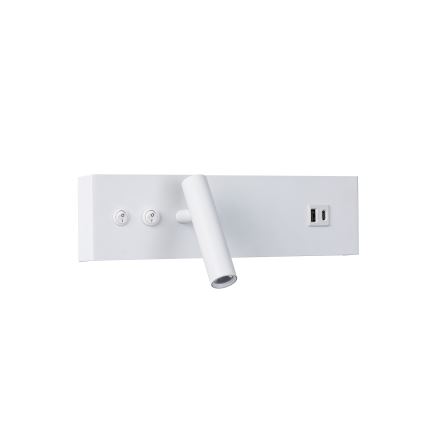 Brilagi - LED väggspott med USB-port NOCTIS LED/3W/230V + LED/9W vit