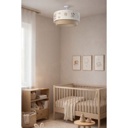 Brilagi - LED barnplafond BOBO 1xE27/10W/230V Ø 40 cm vit/beige/nallar