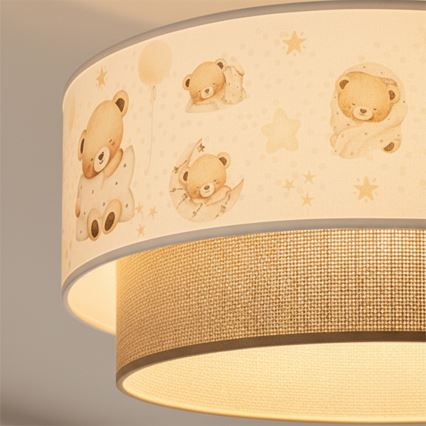 Brilagi - LED barnplafond BOBO 1xE27/10W/230V Ø 40 cm vit/beige/nallar