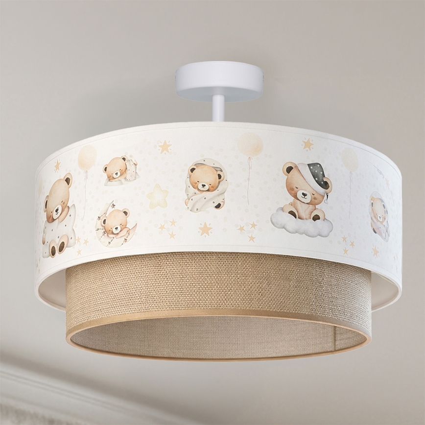 Brilagi - LED barnplafond BOBO 1xE27/10W/230V Ø 40 cm vit/beige/nallar