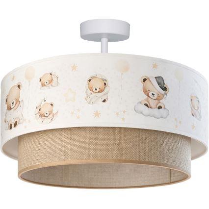 Brilagi-LED Ytmonterad barnlampa BOBO 1xE27/60W/230V Ø 40 cm vit/beige/björn