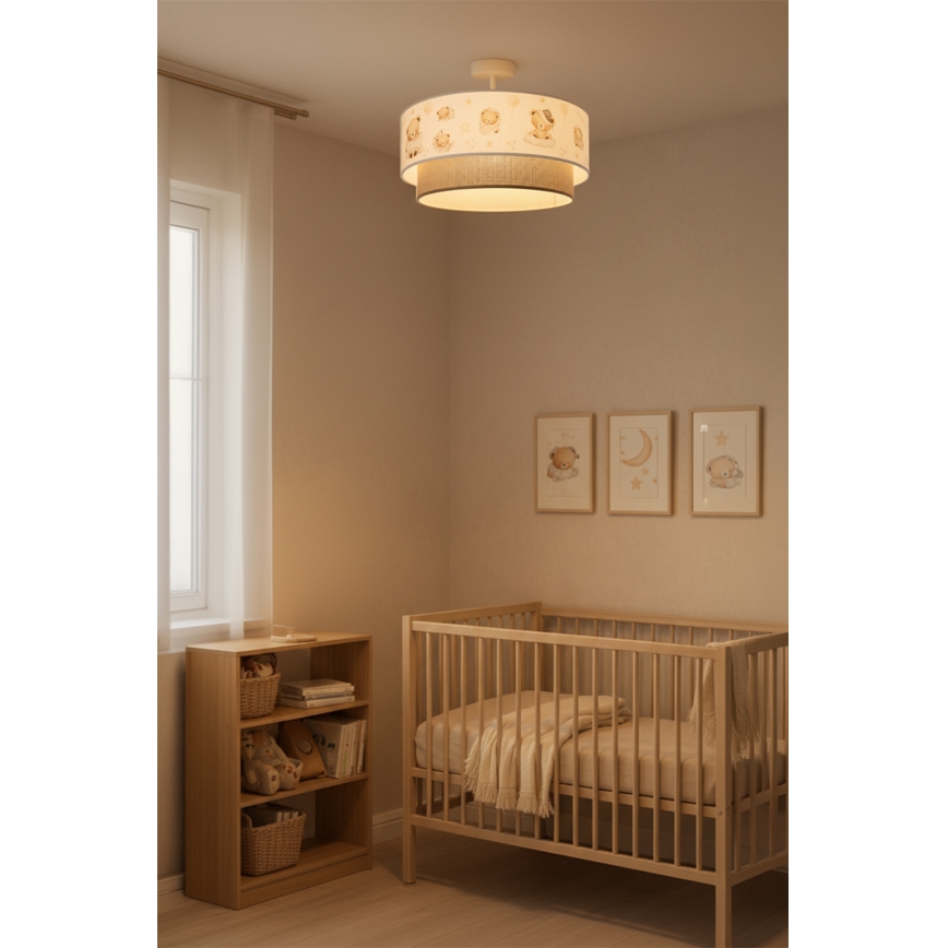 Brilagi-LED Ytmonterad barnlampa BOBO 1xE27/60W/230V Ø 40 cm vit/beige/björn