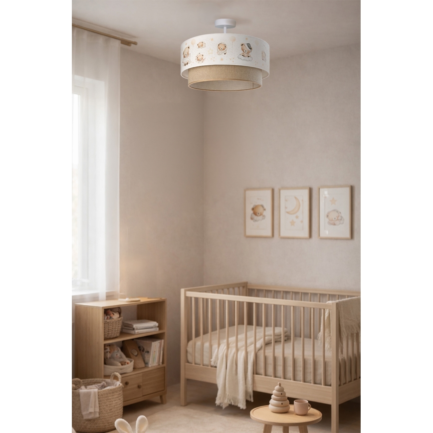 Brilagi-LED Ytmonterad barnlampa BOBO 1xE27/60W/230V Ø 40 cm vit/beige/björn