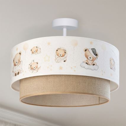 Brilagi-LED Ytmonterad barnlampa BOBO 1xE27/60W/230V Ø 40 cm vit/beige/björn