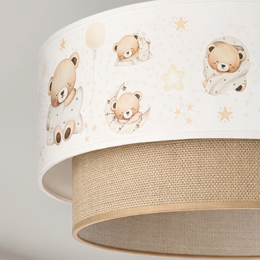 Brilagi-LED Ytmonterad barnlampa BOBO 1xE27/60W/230V Ø 40 cm vit/beige/björn