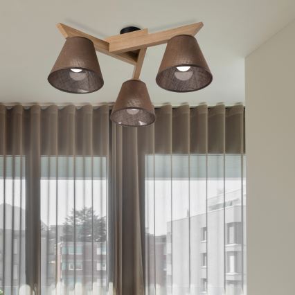 Brilagi - LED  Ytmonterad ljuskrona ANTHONY 3xE14/40W/230V ek/brun