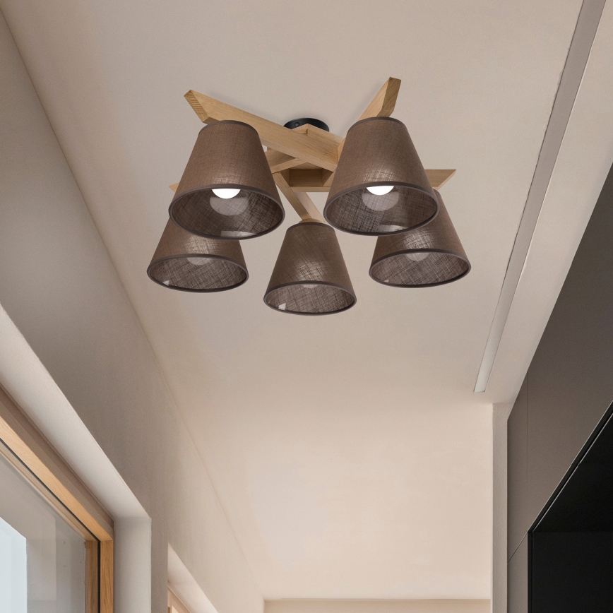 Brilagi - LED  Ytmonterad ljuskrona ANTHONY 5xE14/40W/230V ek/brun