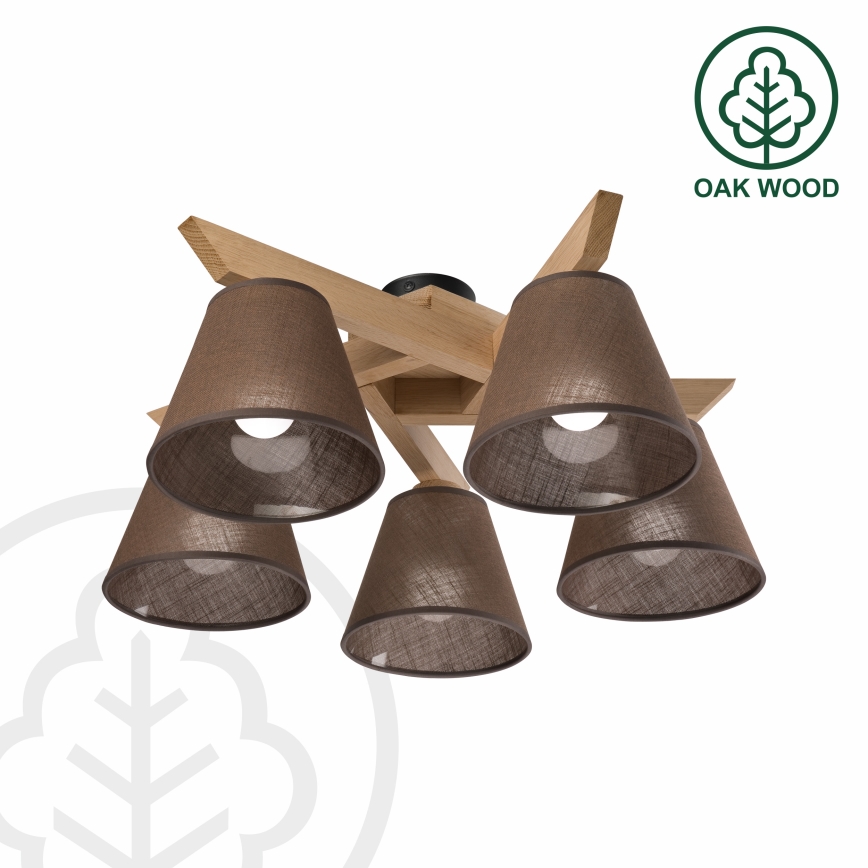 Brilagi - LED  Ytmonterad ljuskrona ANTHONY 5xE14/40W/230V ek/brun