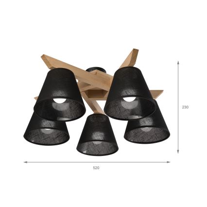 Brilagi - LED  Ytmonterad ljuskrona ANTHONY 5xE14/40W/230V ek/svart