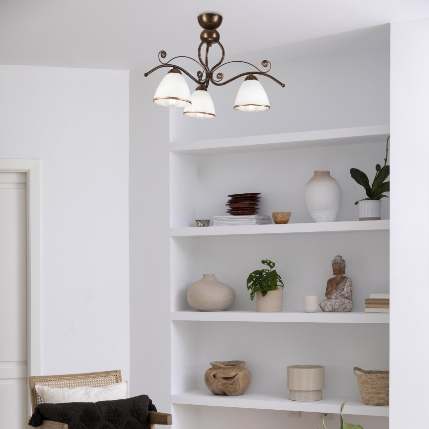 Brilagi - LED ytmonterad ljuskrona ANTICO 3xE27/60W/230V brons patina