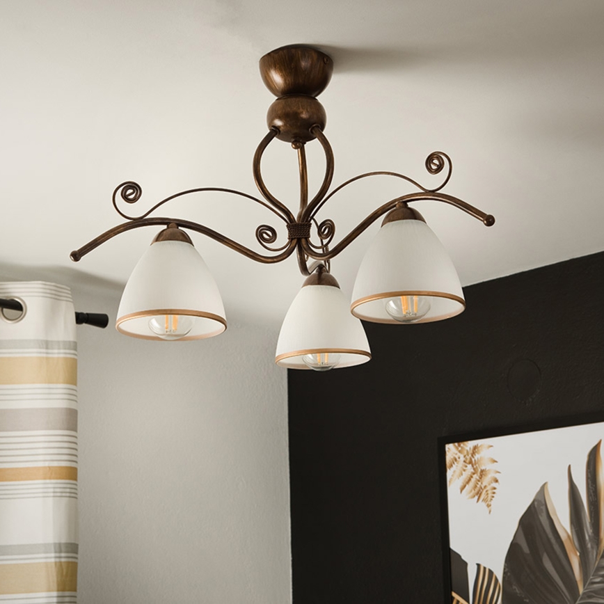 Brilagi - LED ytmonterad ljuskrona ANTICO 3xE27/60W/230V brons patina