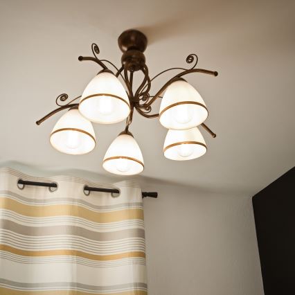 Brilagi - LED ytmonterad ljuskrona ANTICO 5xE27/60W/230V brons patina