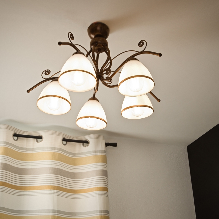 Brilagi - LED ytmonterad ljuskrona ANTICO 5xE27/60W/230V brons patina